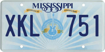 MS license plate XKL751