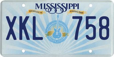 MS license plate XKL758