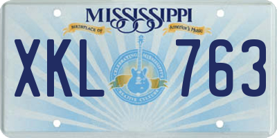 MS license plate XKL763