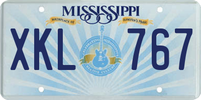 MS license plate XKL767
