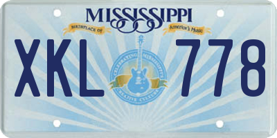 MS license plate XKL778