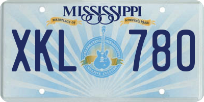 MS license plate XKL780