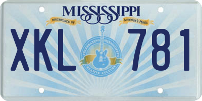 MS license plate XKL781