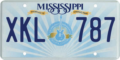 MS license plate XKL787