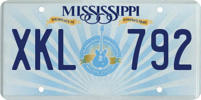 MS license plate XKL792