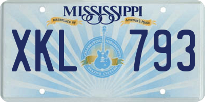 MS license plate XKL793