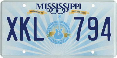 MS license plate XKL794