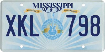 MS license plate XKL798