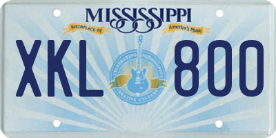 MS license plate XKL800