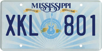 MS license plate XKL801