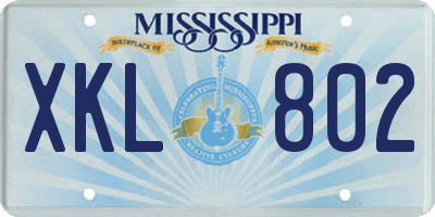 MS license plate XKL802