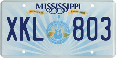 MS license plate XKL803
