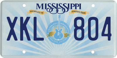 MS license plate XKL804