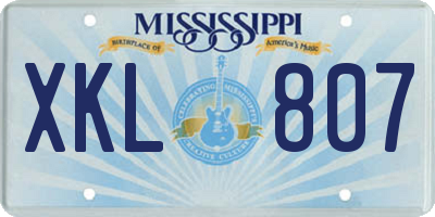 MS license plate XKL807