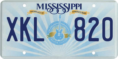 MS license plate XKL820