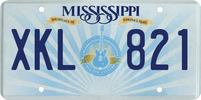 MS license plate XKL821
