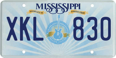 MS license plate XKL830
