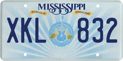 MS license plate XKL832