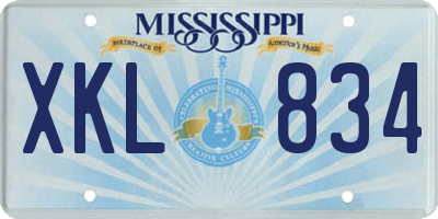 MS license plate XKL834