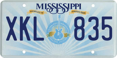 MS license plate XKL835