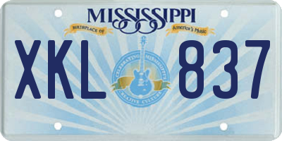 MS license plate XKL837