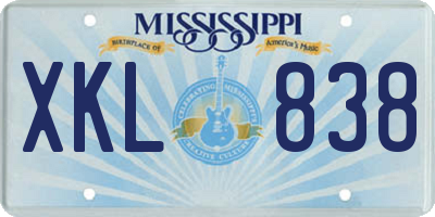 MS license plate XKL838
