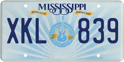 MS license plate XKL839
