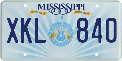 MS license plate XKL840