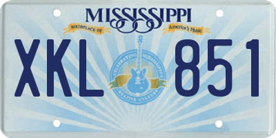 MS license plate XKL851