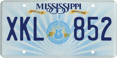 MS license plate XKL852