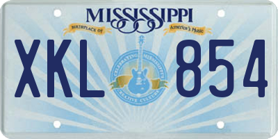 MS license plate XKL854