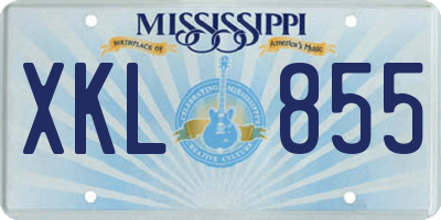 MS license plate XKL855