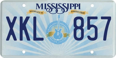 MS license plate XKL857