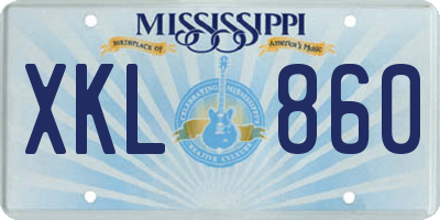 MS license plate XKL860