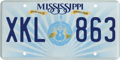 MS license plate XKL863