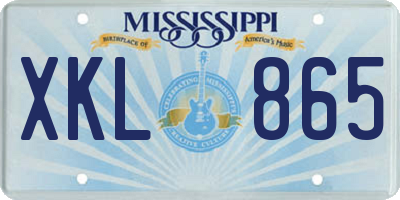 MS license plate XKL865