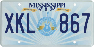 MS license plate XKL867