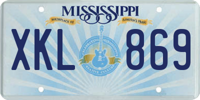 MS license plate XKL869