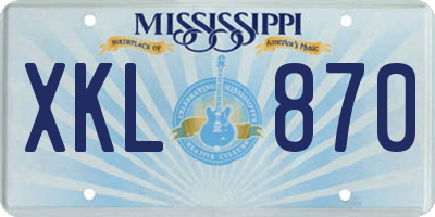 MS license plate XKL870