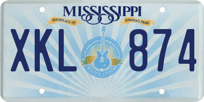 MS license plate XKL874