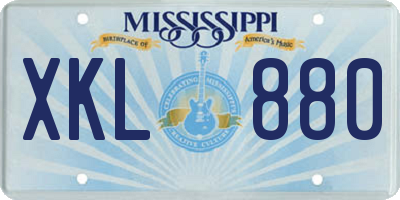 MS license plate XKL880
