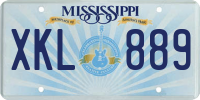 MS license plate XKL889
