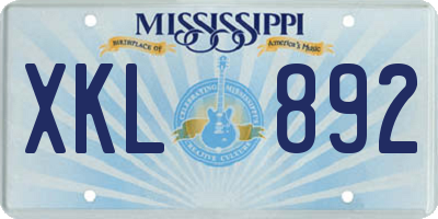 MS license plate XKL892