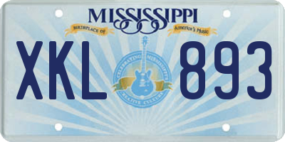 MS license plate XKL893