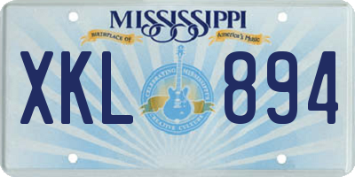 MS license plate XKL894