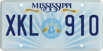 MS license plate XKL910