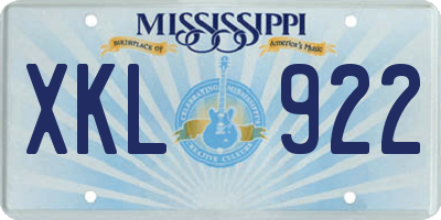MS license plate XKL922