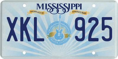 MS license plate XKL925