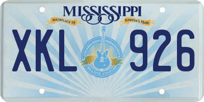 MS license plate XKL926
