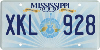 MS license plate XKL928